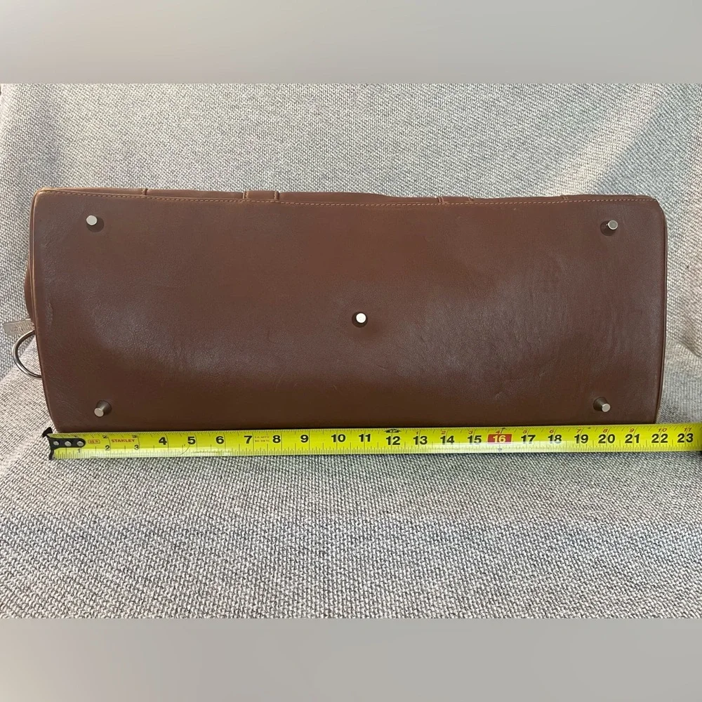 Coach Heavy Brown Leather Travel Duffel Bag with Coach Lock and Key - Picture 6 of 16